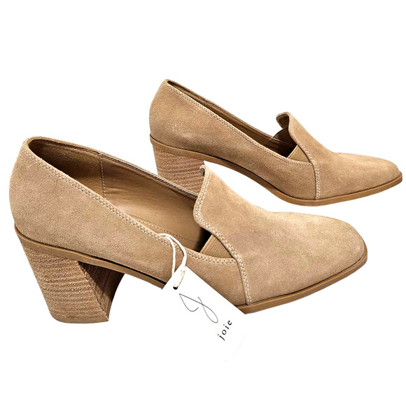 JOIE Wevenly Tan Suede Loafer Block Heels Closed Toe Shoe Women's Size 9 1/2 NWT - Picture 2 of 6